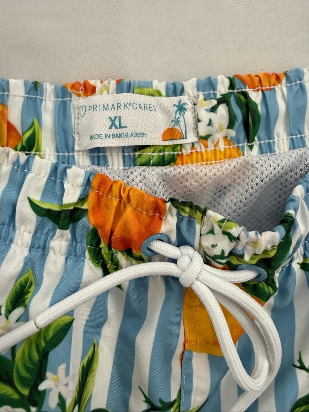Primark Blue and Orange Striped Citrus Drawstring Shorts